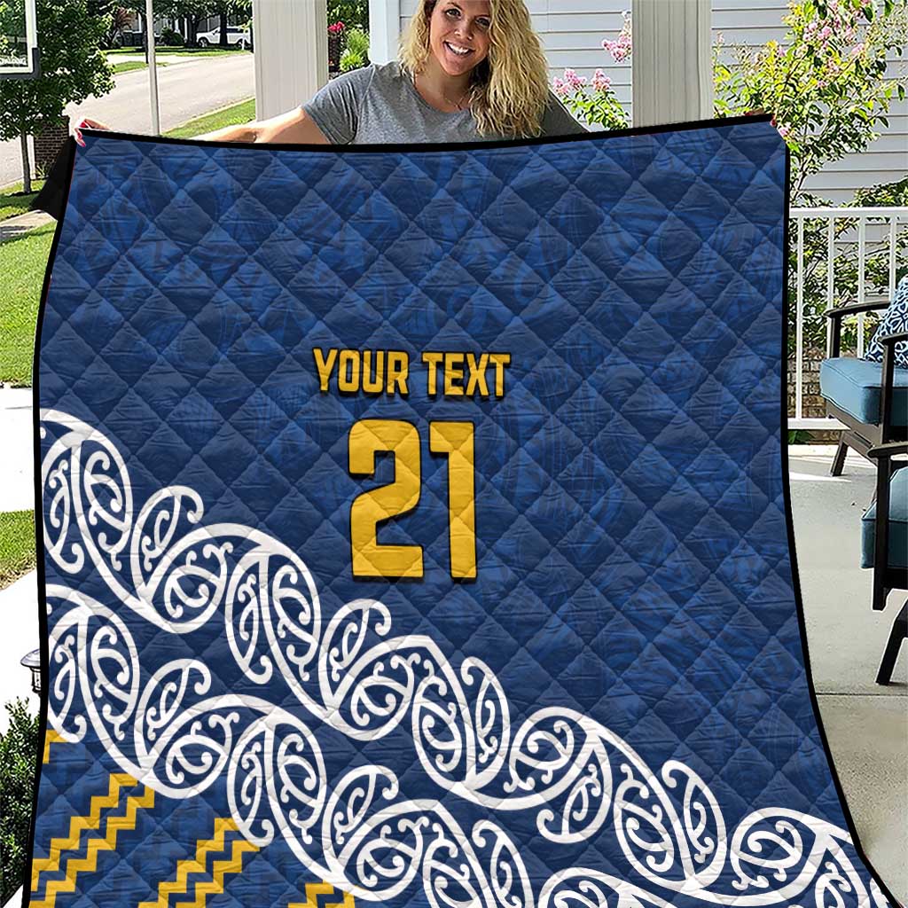 New Zealand Rugby Pacific Custom Quilt Kahupeka Maori Kowhaiwhai Pattern LT9 Blue - Polynesian Pride