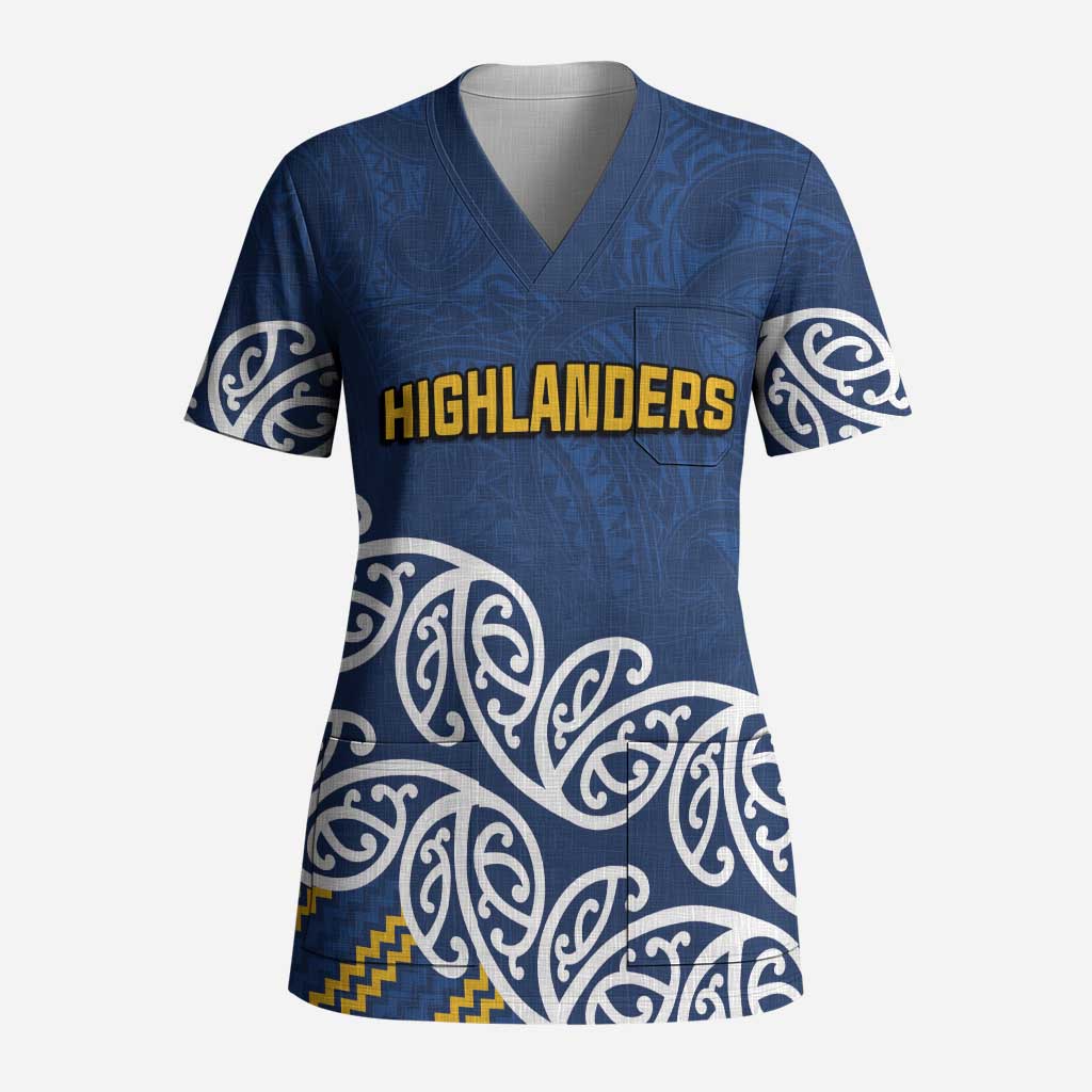 New Zealand Rugby Pacific Custom Scrub Top Kahupeka Maori Kowhaiwhai Pattern LT9 Adult Blue - Polynesian Pride
