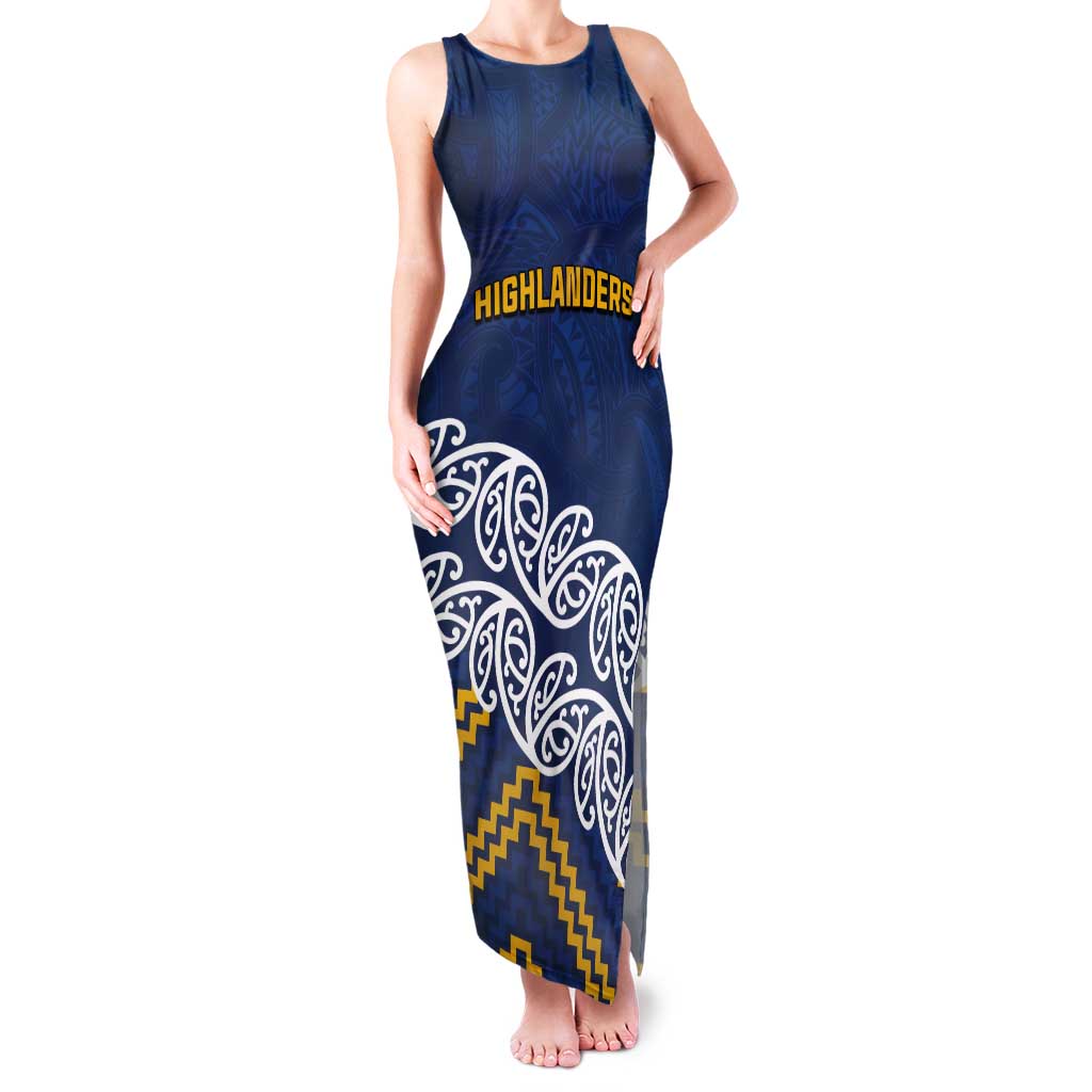 New Zealand Rugby Pacific Custom Tank Maxi Dress Kahupeka Maori Kowhaiwhai Pattern LT9 Women Blue - Polynesian Pride
