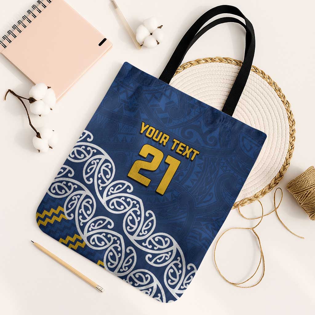 New Zealand Rugby Pacific Custom Tote Bag Kahupeka Maori Kowhaiwhai Pattern LT9 Black Strap One Size Blue - Polynesian Pride