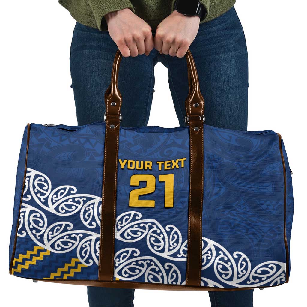 New Zealand Rugby Pacific Custom Travel Bag Kahupeka Maori Kowhaiwhai Pattern LT9 Blue - Polynesian Pride