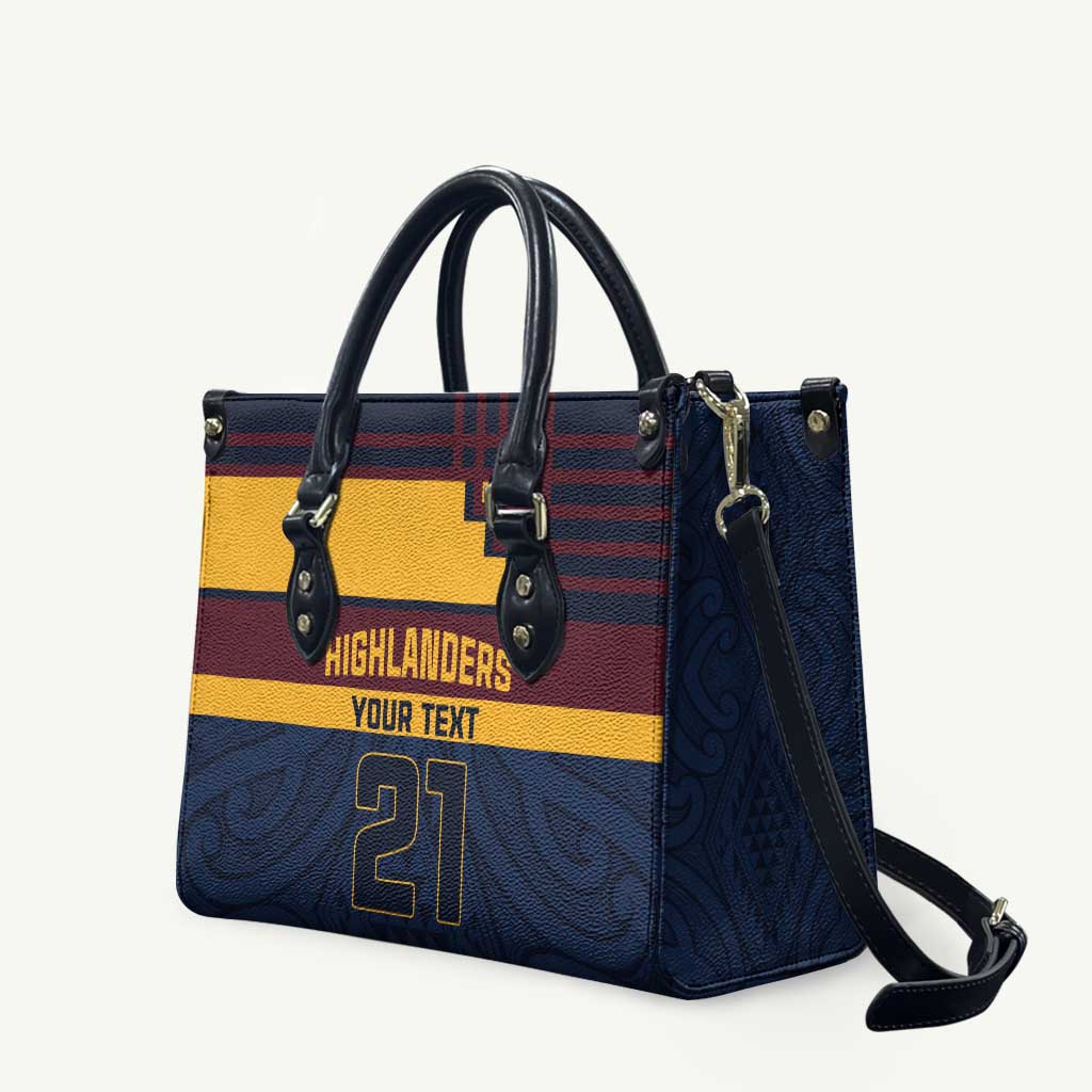 New Zealand Rugby Pacific Custom Leather Bag Kahupeka Retro 2025 Taniko Motif LT9 Blue - Polynesian Pride
