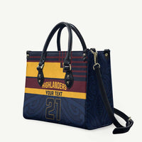 New Zealand Rugby Pacific Custom Leather Bag Kahupeka Retro 2025 Taniko Motif LT9 Blue - Polynesian Pride