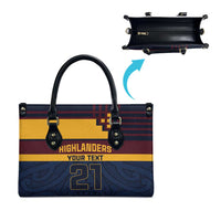 New Zealand Rugby Pacific Custom Leather Bag Kahupeka Retro 2025 Taniko Motif LT9 - Polynesian Pride