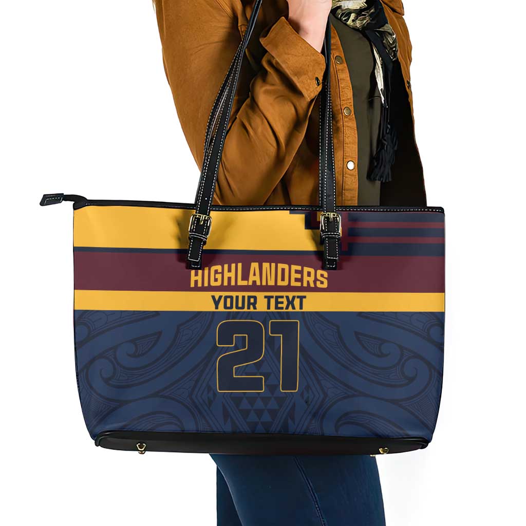 New Zealand Rugby Pacific Custom Leather Tote Bag Kahupeka Retro 2025 Taniko Motif LT9 - Polynesian Pride