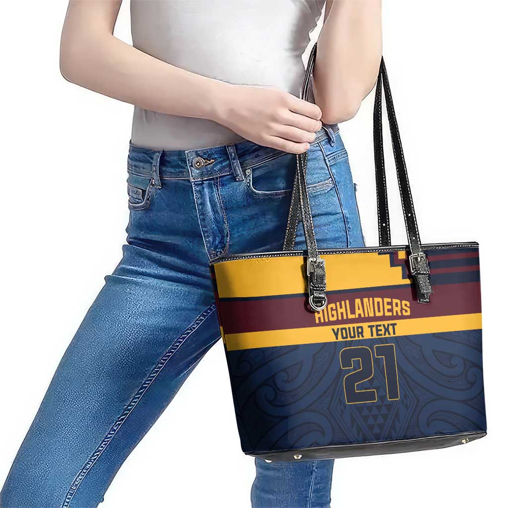 New Zealand Rugby Pacific Custom Leather Tote Bag Kahupeka Retro 2025 Taniko Motif LT9 - Polynesian Pride