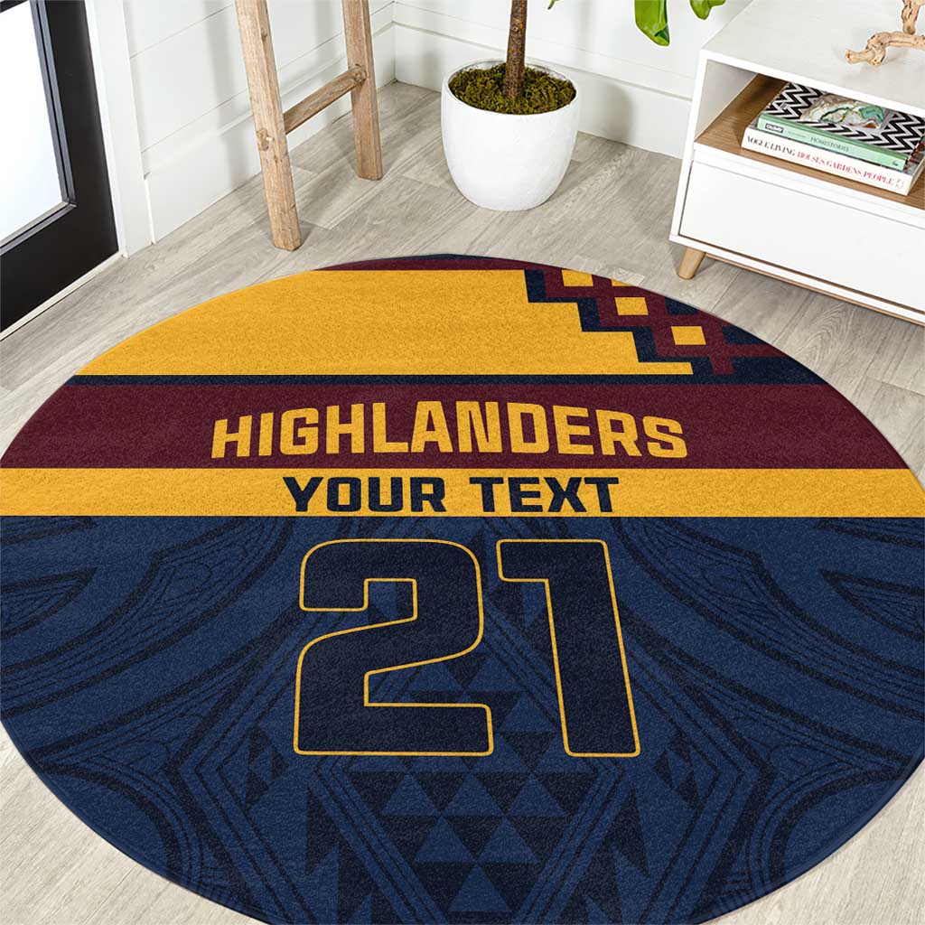New Zealand Rugby Pacific Custom Round Carpet Kahupeka Retro 2025 Taniko Motif LT9 Blue - Polynesian Pride
