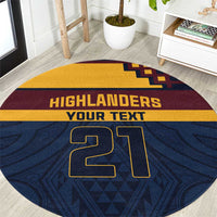 New Zealand Rugby Pacific Custom Round Carpet Kahupeka Retro 2025 Taniko Motif LT9 Blue - Polynesian Pride