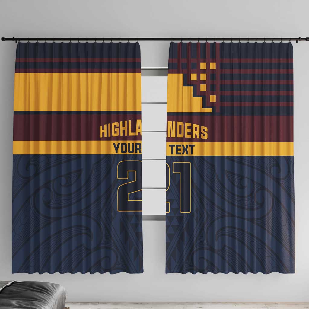 New Zealand Rugby Pacific Custom Window Curtain Kahupeka Retro 2025 Taniko Motif LT9 With Hooks Blue - Polynesian Pride