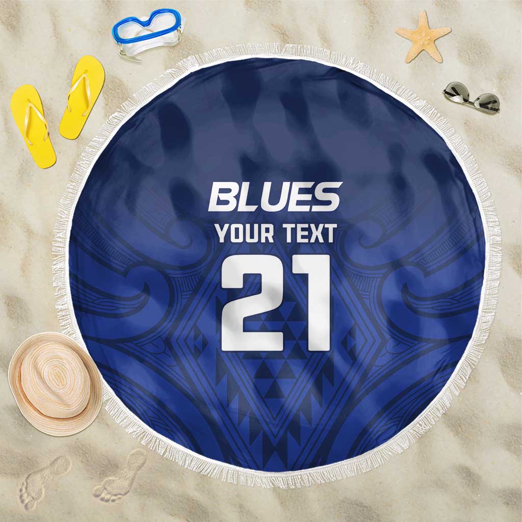 New Zealand Rugby Pacific Custom Beach Blanket Kahurangi Auckland All Blue LT9 One Size 150cm Blue - Polynesian Pride