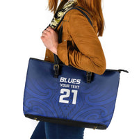 New Zealand Rugby Pacific Custom Leather Tote Bag Kahurangi Auckland All Blue LT9 Blue - Polynesian Pride