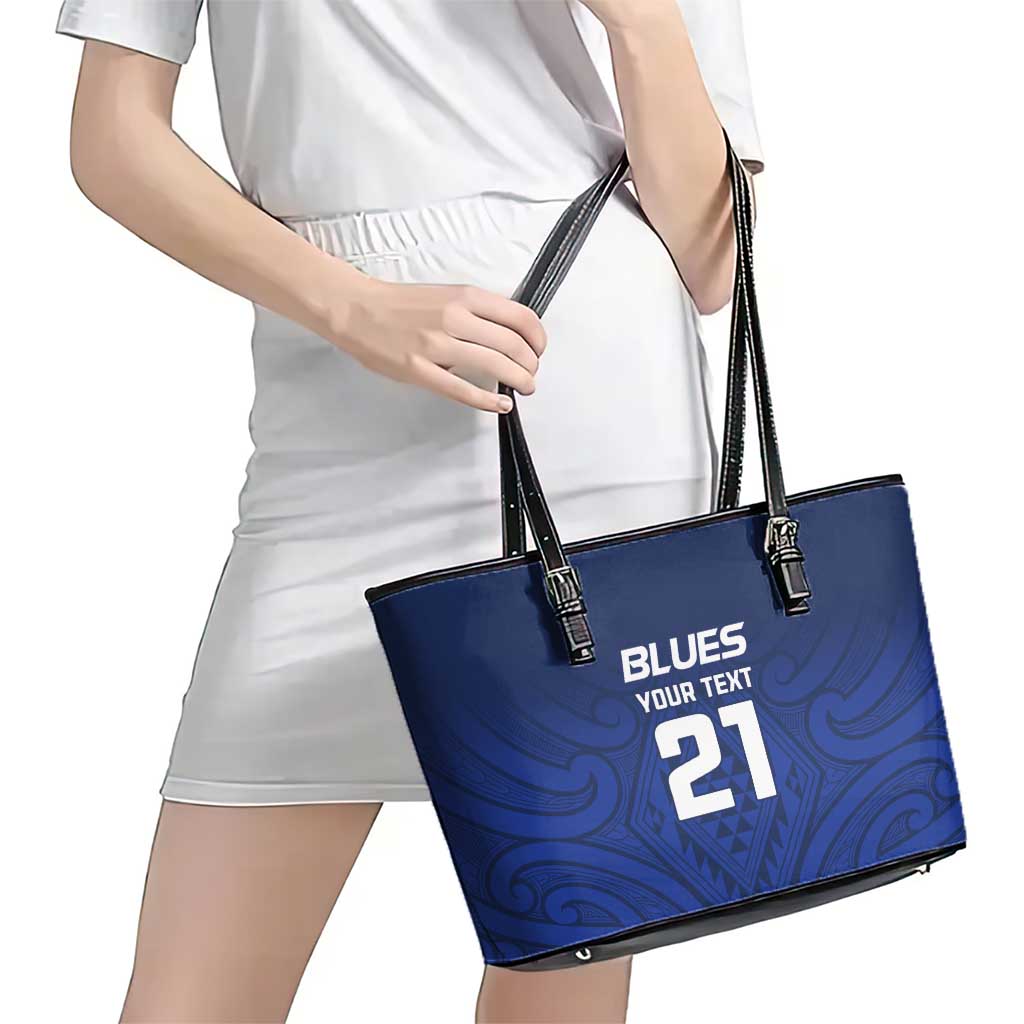 New Zealand Rugby Pacific Custom Leather Tote Bag Kahurangi Auckland All Blue LT9 - Polynesian Pride