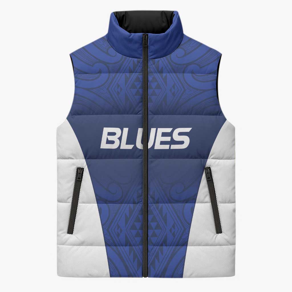 New Zealand Rugby Pacific Custom Sleeveless Puffer Jacket Kahurangi Auckland All Blue LT9 Unisex Blue - Polynesian Pride