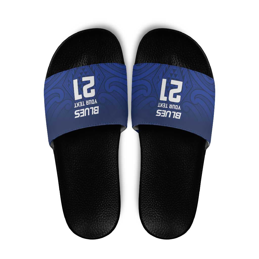 New Zealand Rugby Pacific Custom Slide Sandals Kahurangi Auckland All Blue LT9 Blue - Polynesian Pride