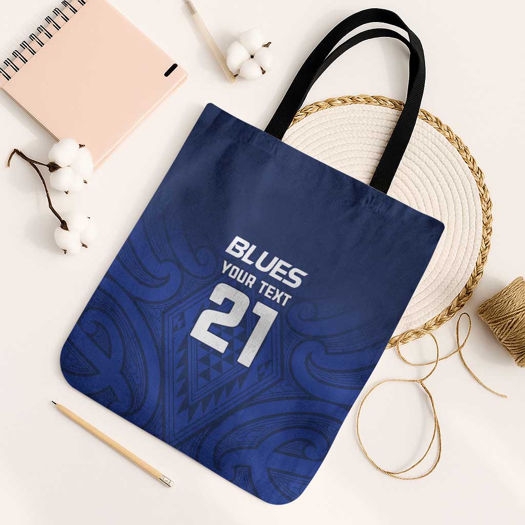 New Zealand Rugby Pacific Custom Tote Bag Kahurangi Auckland All Blue LT9 Black Strap One Size Blue - Polynesian Pride