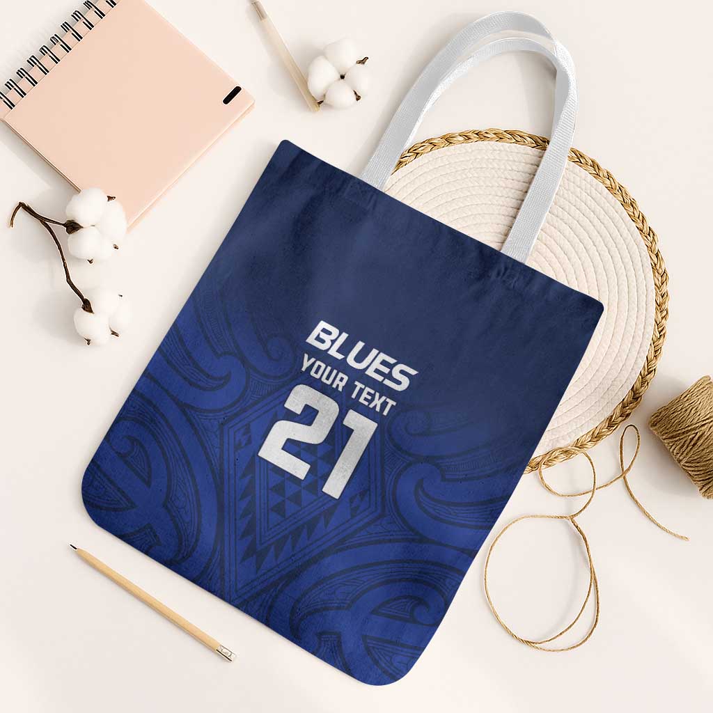 New Zealand Rugby Pacific Custom Tote Bag Kahurangi Auckland All Blue LT9 White Strap One Size Blue - Polynesian Pride