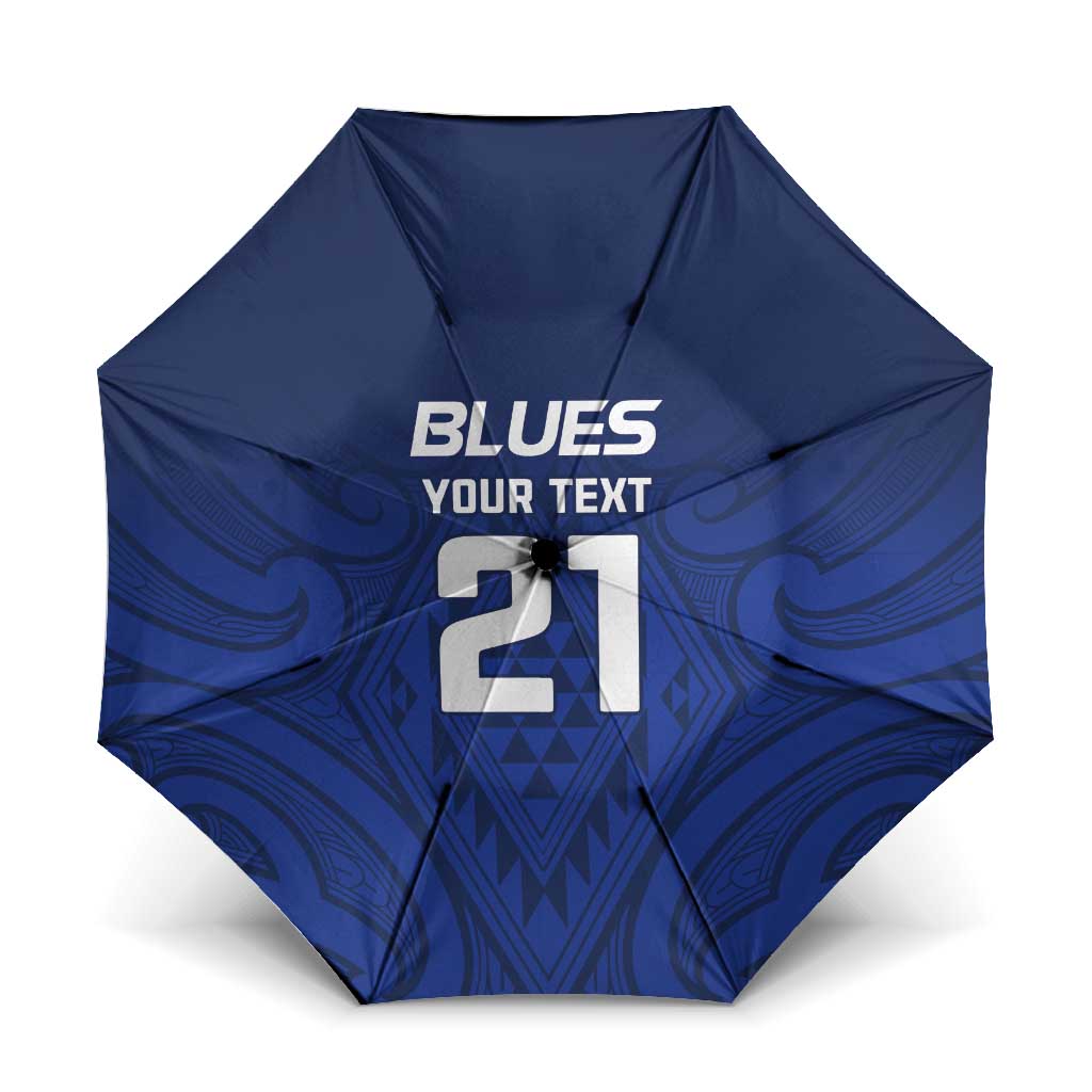 New Zealand Rugby Pacific Custom Umbrella Kahurangi Auckland All Blue LT9 One Size Folded 11.42 inch Opened Diameter 37.4 inch Blue - Polynesian Pride