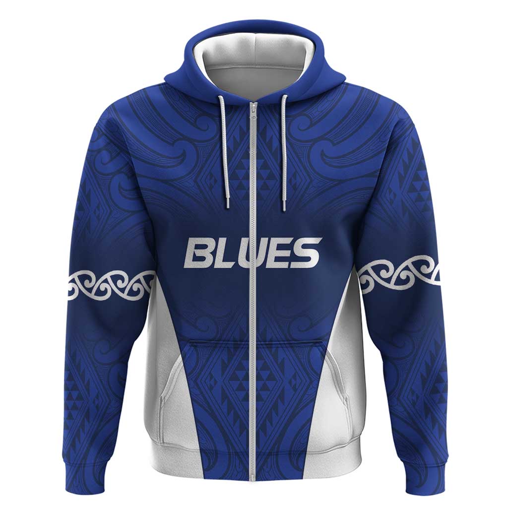 New Zealand Rugby Pacific Custom Zip Hoodie Kahurangi Auckland All Blue LT9 Zip Hoodie Blue - Polynesian Pride