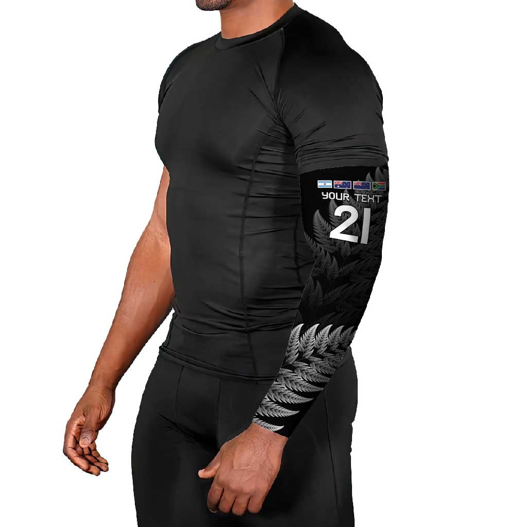 New Zealand Rugby Custom Arm Sleeves Glory Be To Black Silver-fern LT9 - Polynesian Pride