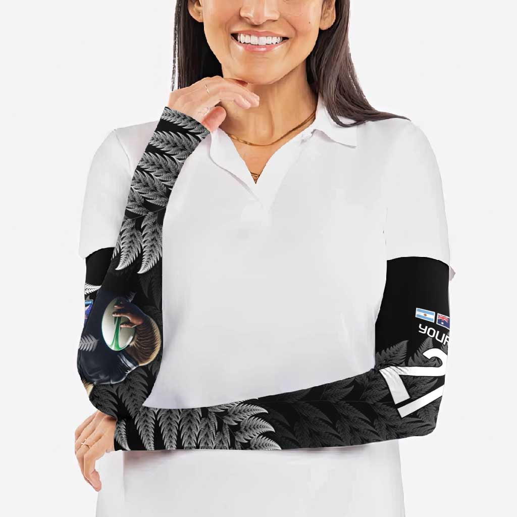 New Zealand Rugby Custom Arm Sleeves Glory Be To Black Silver-fern LT9 - Polynesian Pride