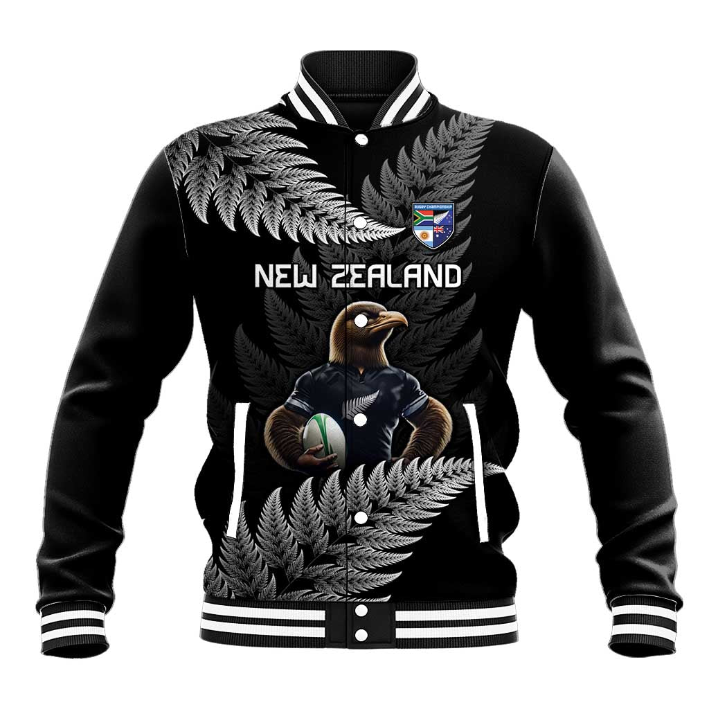 New Zealand Rugby Custom Baseball Jacket Glory Be To Black Silver-fern LT9 Unisex Black - Polynesian Pride