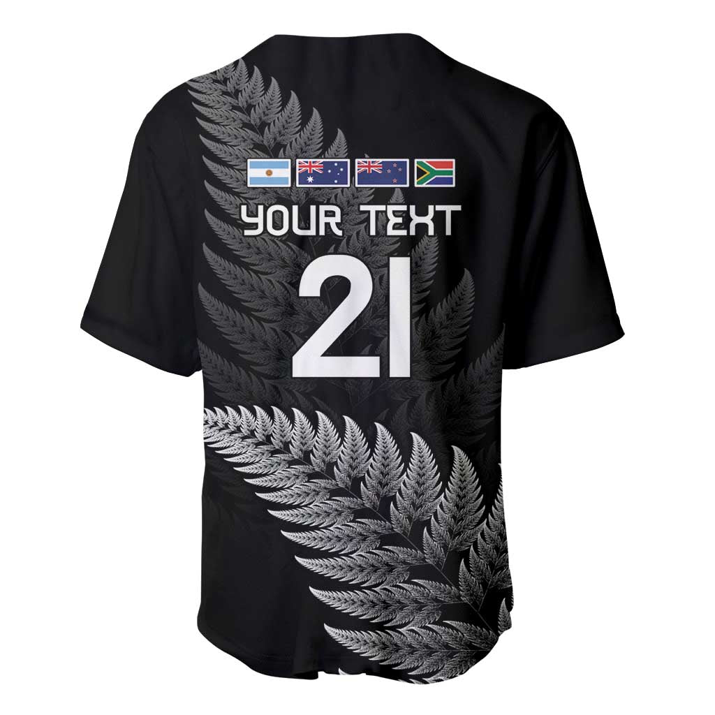New Zealand Rugby Custom Baseball Jersey Glory Be To Black Silver-fern LT9 - Polynesian Pride