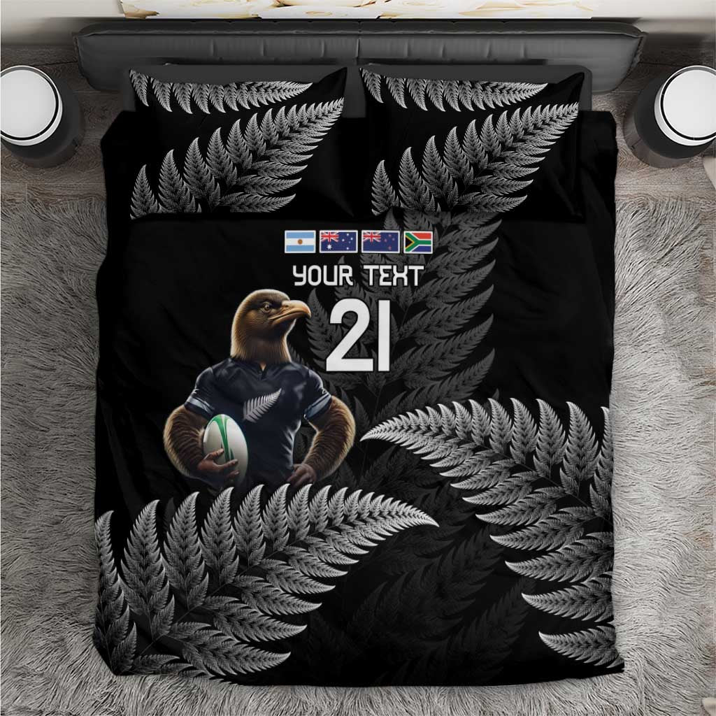 New Zealand Rugby Custom Bedding Set Glory Be To Black Silver-fern LT9 Black - Polynesian Pride
