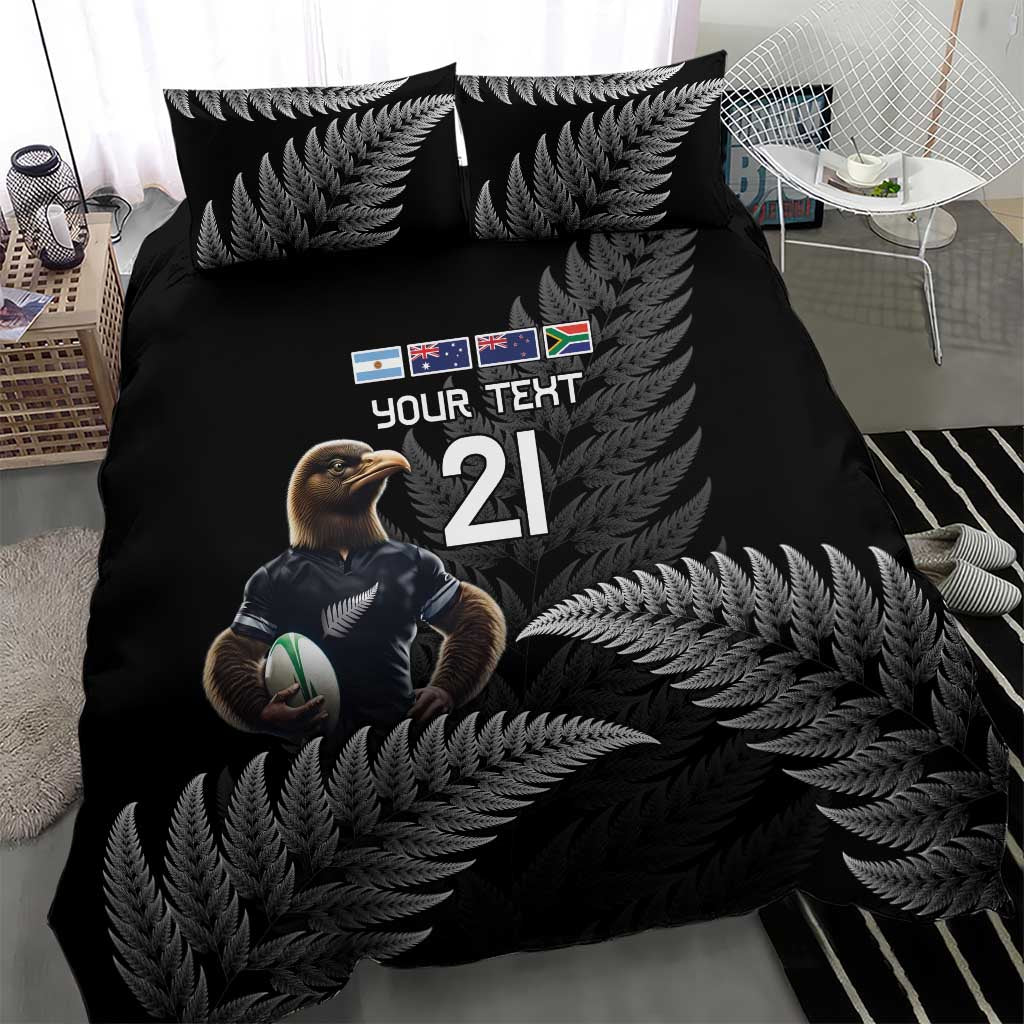 New Zealand Rugby Custom Bedding Set Glory Be To Black Silver-fern LT9 - Polynesian Pride