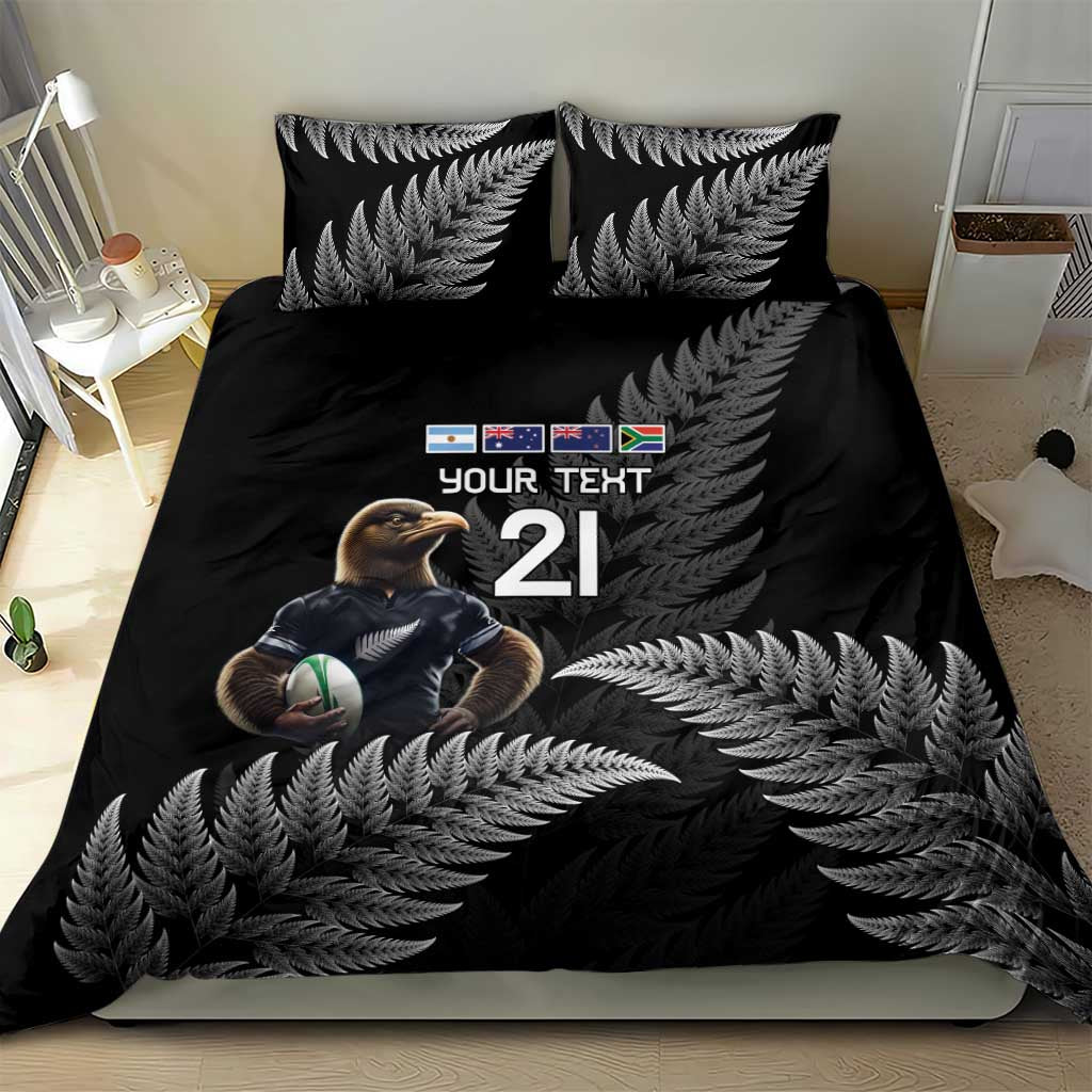 New Zealand Rugby Custom Bedding Set Glory Be To Black Silver-fern LT9 - Polynesian Pride