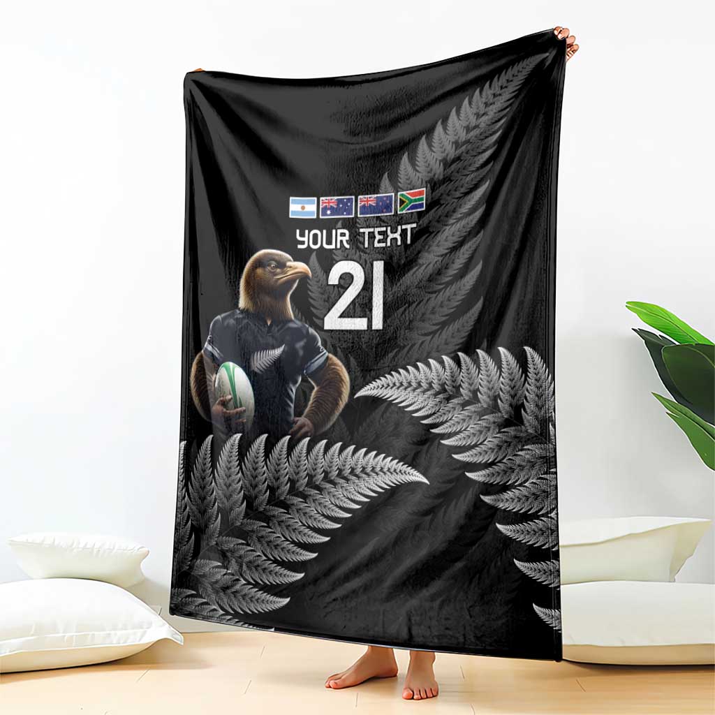New Zealand Rugby Custom Blanket Glory Be To Black Silver-fern LT9 - Polynesian Pride