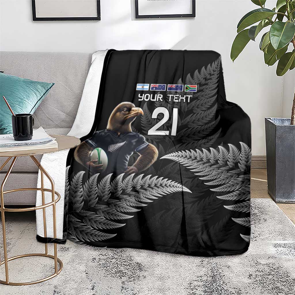 New Zealand Rugby Custom Blanket Glory Be To Black Silver-fern LT9 - Polynesian Pride