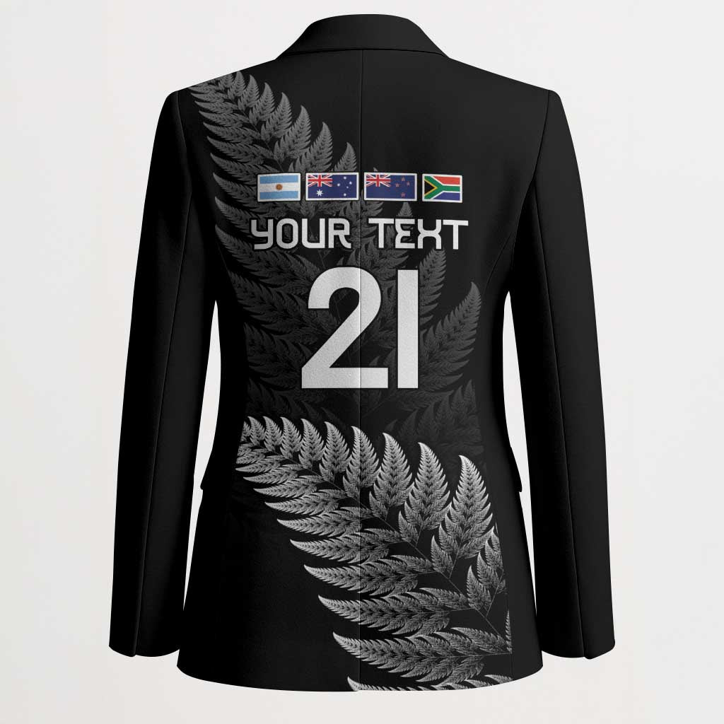 New Zealand Rugby Custom Blazer Glory Be To Black Silver-fern LT9 - Polynesian Pride