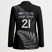 New Zealand Rugby Custom Blazer Glory Be To Black Silver-fern LT9 - Polynesian Pride