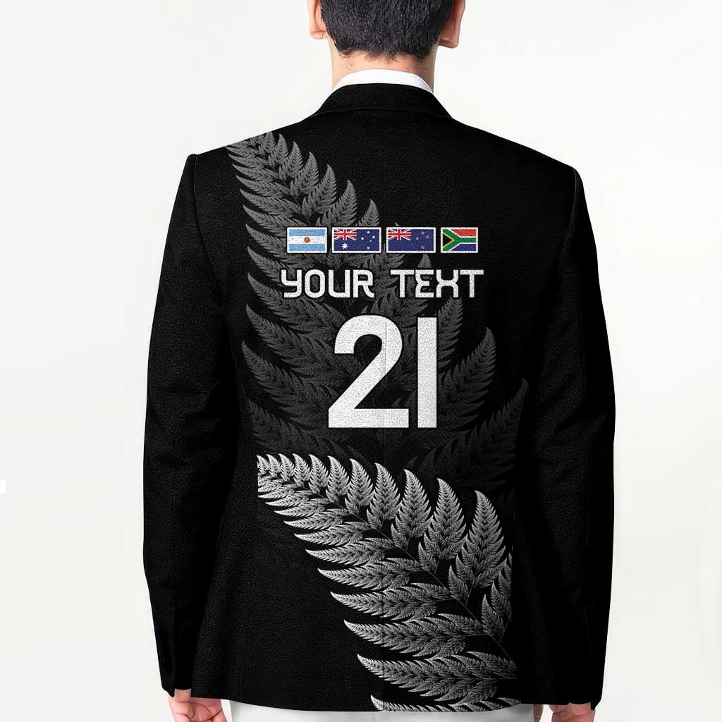 New Zealand Rugby Custom Blazer Glory Be To Black Silver-fern LT9 - Polynesian Pride