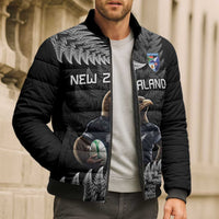 New Zealand Rugby Custom Bomber Puffer Jacket Glory Be To Black Silver-fern LT9 - Polynesian Pride