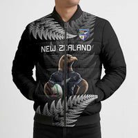 New Zealand Rugby Custom Bomber Puffer Jacket Glory Be To Black Silver-fern LT9 - Polynesian Pride