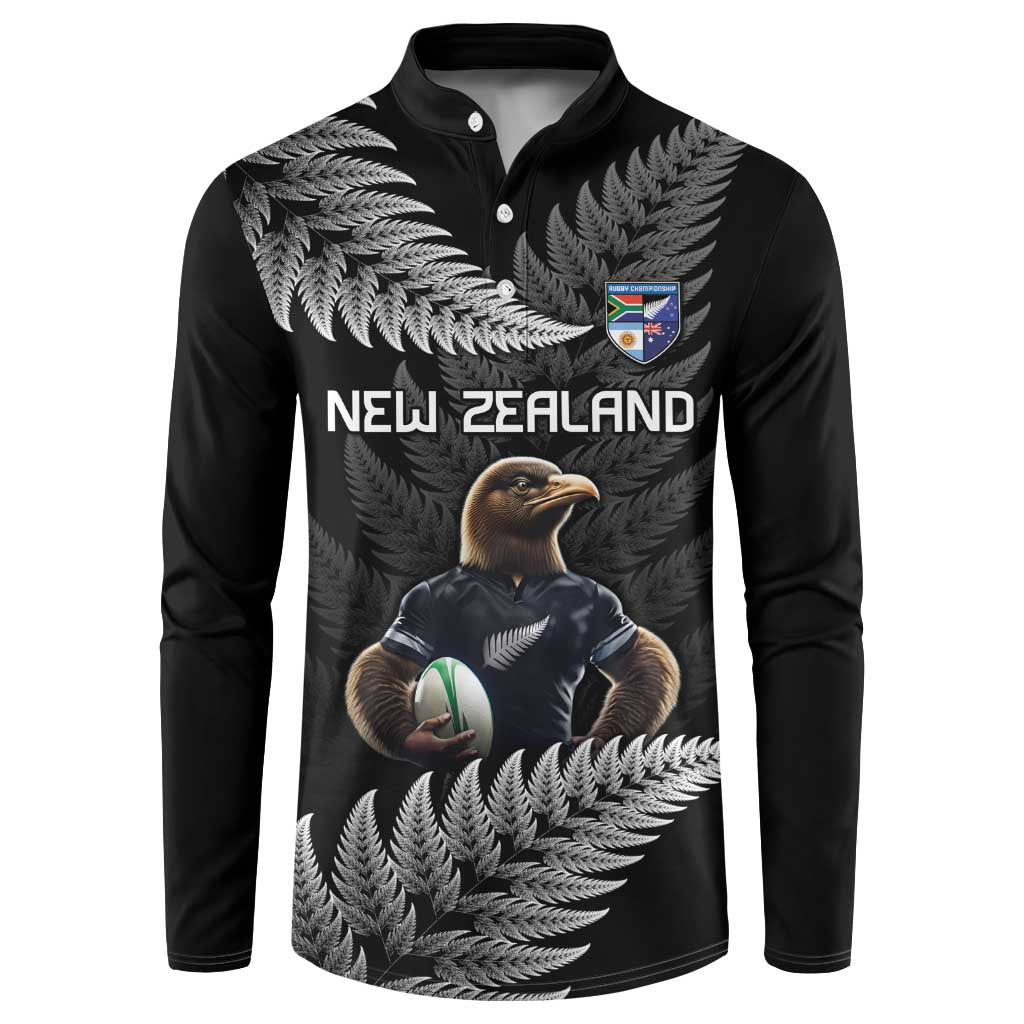 New Zealand Rugby Custom Button Sweatshirt Glory Be To Black Silver-fern LT9 Black - Polynesian Pride