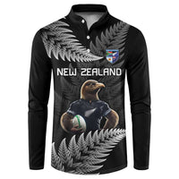 New Zealand Rugby Custom Button Sweatshirt Glory Be To Black Silver-fern LT9 Black - Polynesian Pride