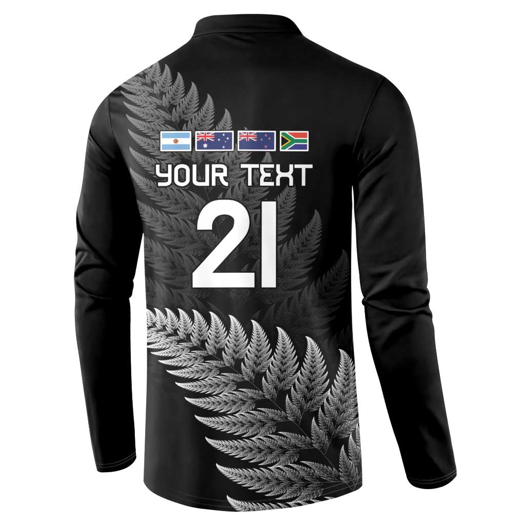 New Zealand Rugby Custom Button Sweatshirt Glory Be To Black Silver-fern LT9 - Polynesian Pride