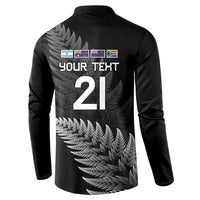 New Zealand Rugby Custom Button Sweatshirt Glory Be To Black Silver-fern LT9 - Polynesian Pride
