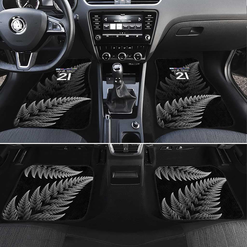 New Zealand Rugby Custom Car Mats Glory Be To Black Silver-fern LT9 Set 4pcs Black - Polynesian Pride