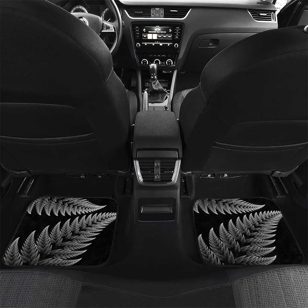 New Zealand Rugby Custom Car Mats Glory Be To Black Silver-fern LT9 Set 2pcs - Back Black - Polynesian Pride