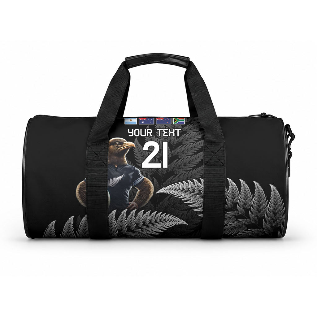 New Zealand Maori Rugby Custom Duffle Bag Glory Be To Black Silver-fern LT9 One size Black - Polynesian Pride