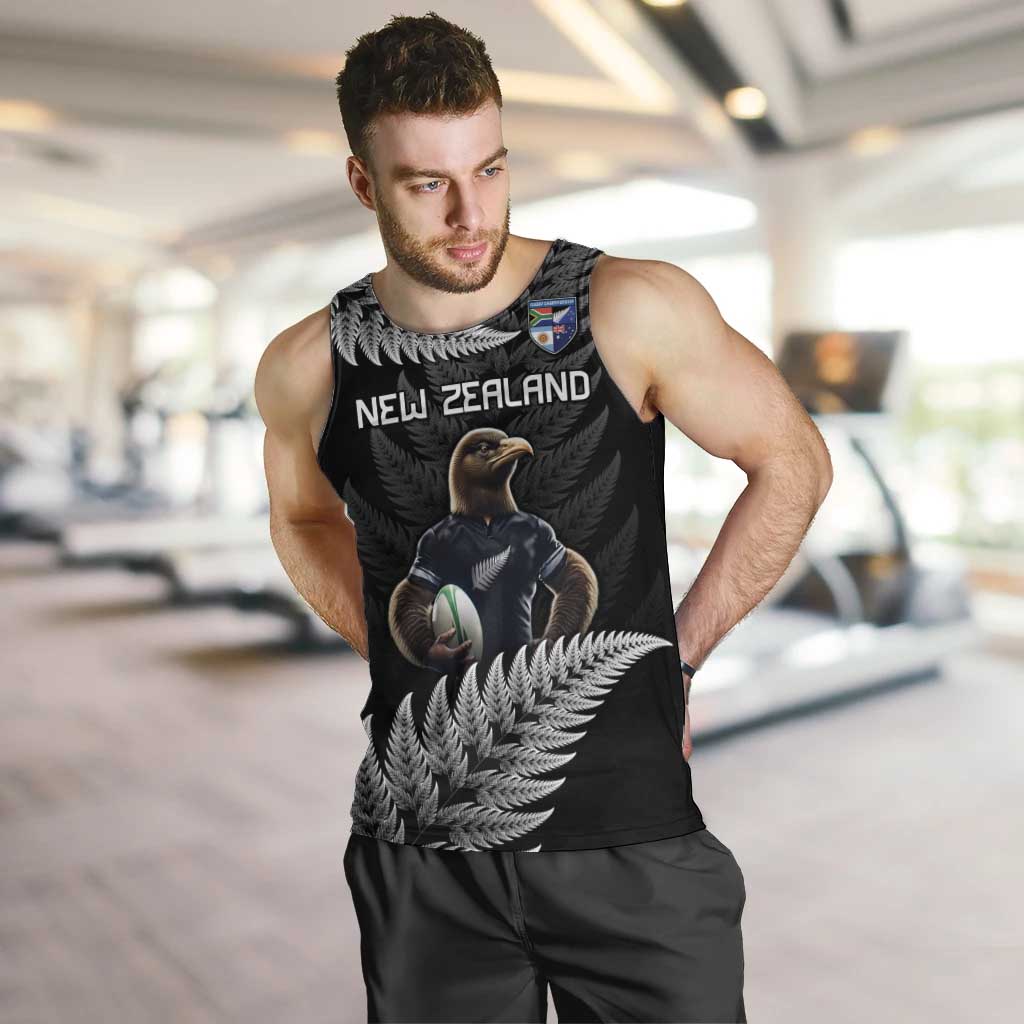 New Zealand Rugby Custom Men Tank Top Glory Be To Black Silver-fern LT9 Black - Polynesian Pride