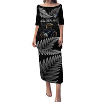 New Zealand Rugby Custom Puletasi Glory Be To Black Silver-fern LT9 Long Dress Black - Polynesian Pride