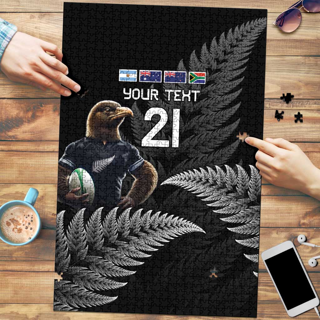 New Zealand Rugby Custom Puzzle Glory Be To Black Silver-fern LT9 Black - Polynesian Pride