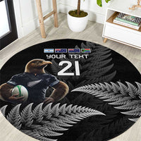 New Zealand Rugby Custom Round Carpet Glory Be To Black Silver-fern LT9 Black - Polynesian Pride