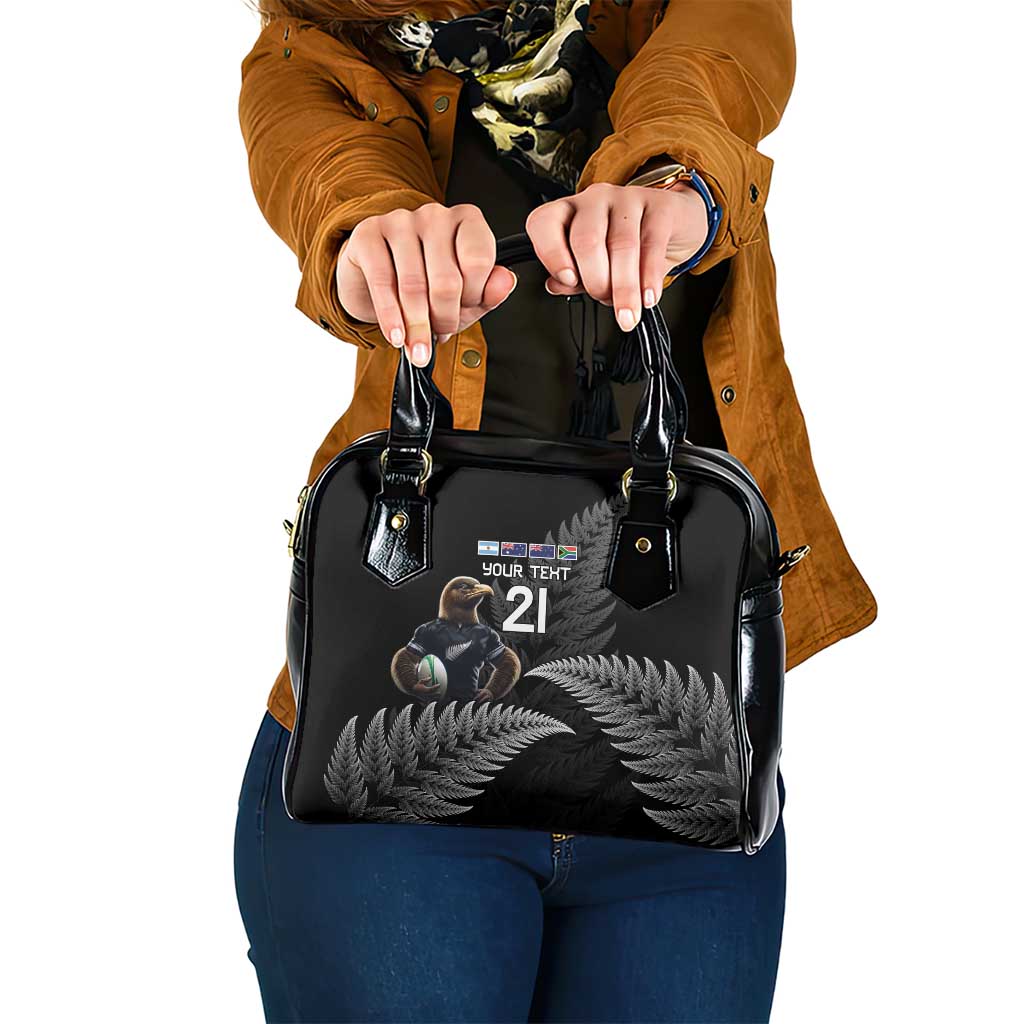 New Zealand Rugby Custom Shoulder Handbag Glory Be To Black Silver-fern LT9 One Size Black - Polynesian Pride