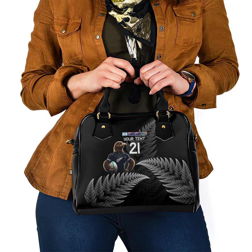 New Zealand Rugby Custom Shoulder Handbag Glory Be To Black Silver-fern LT9 - Polynesian Pride