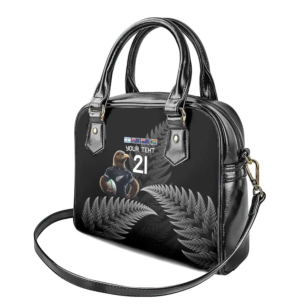 New Zealand Rugby Custom Shoulder Handbag Glory Be To Black Silver-fern LT9 - Polynesian Pride